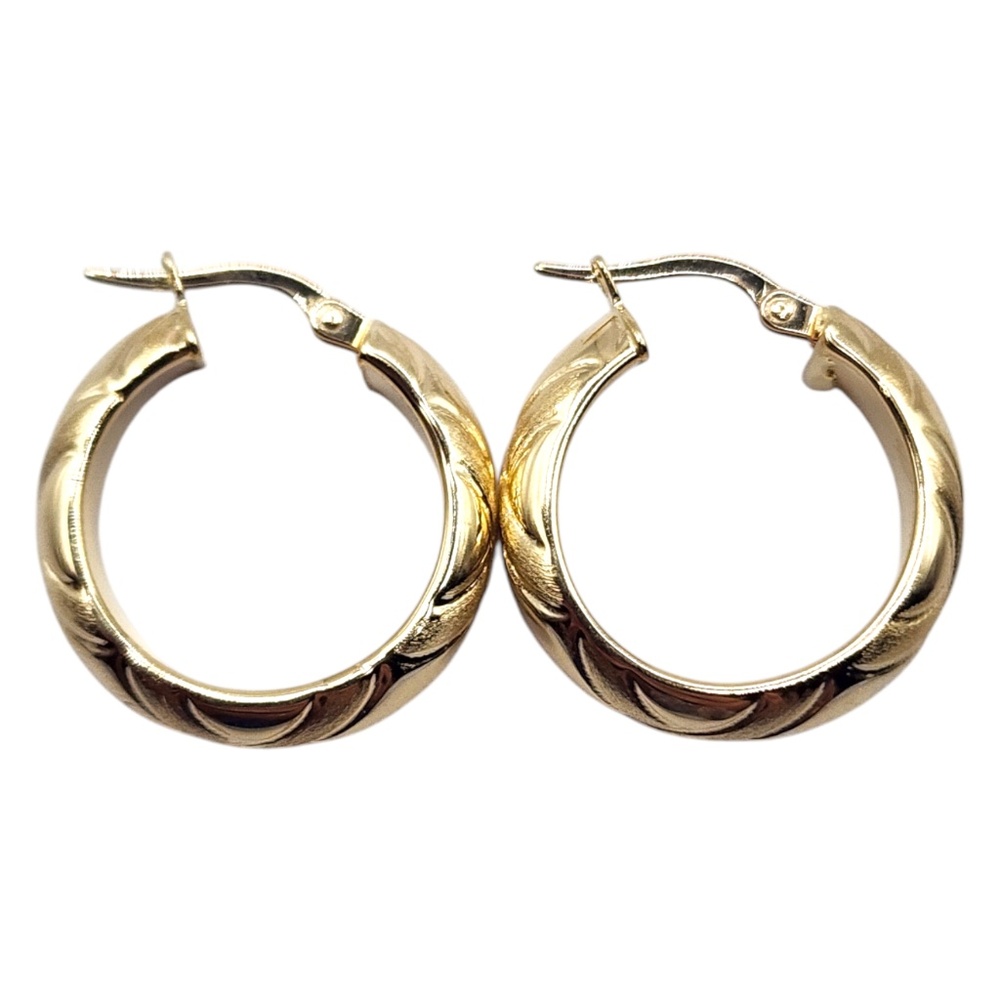 14 Karat Yellow Gold Circle X Hoop Earrings #20471
